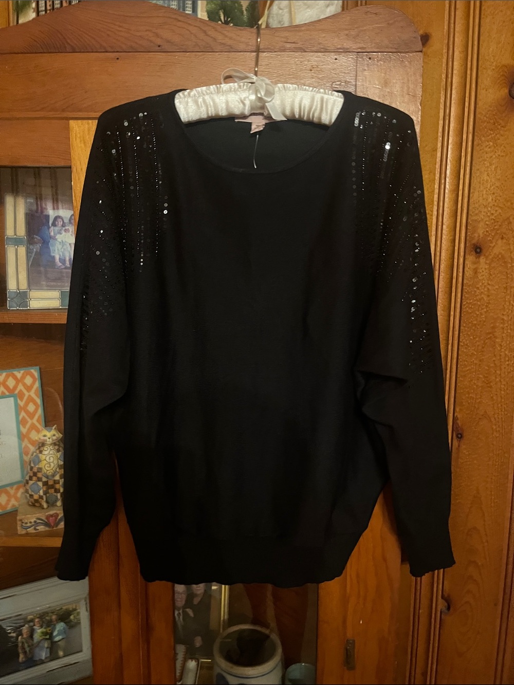 Philosophy Black Sequin/Beaded Sweater Sz Medium NWT